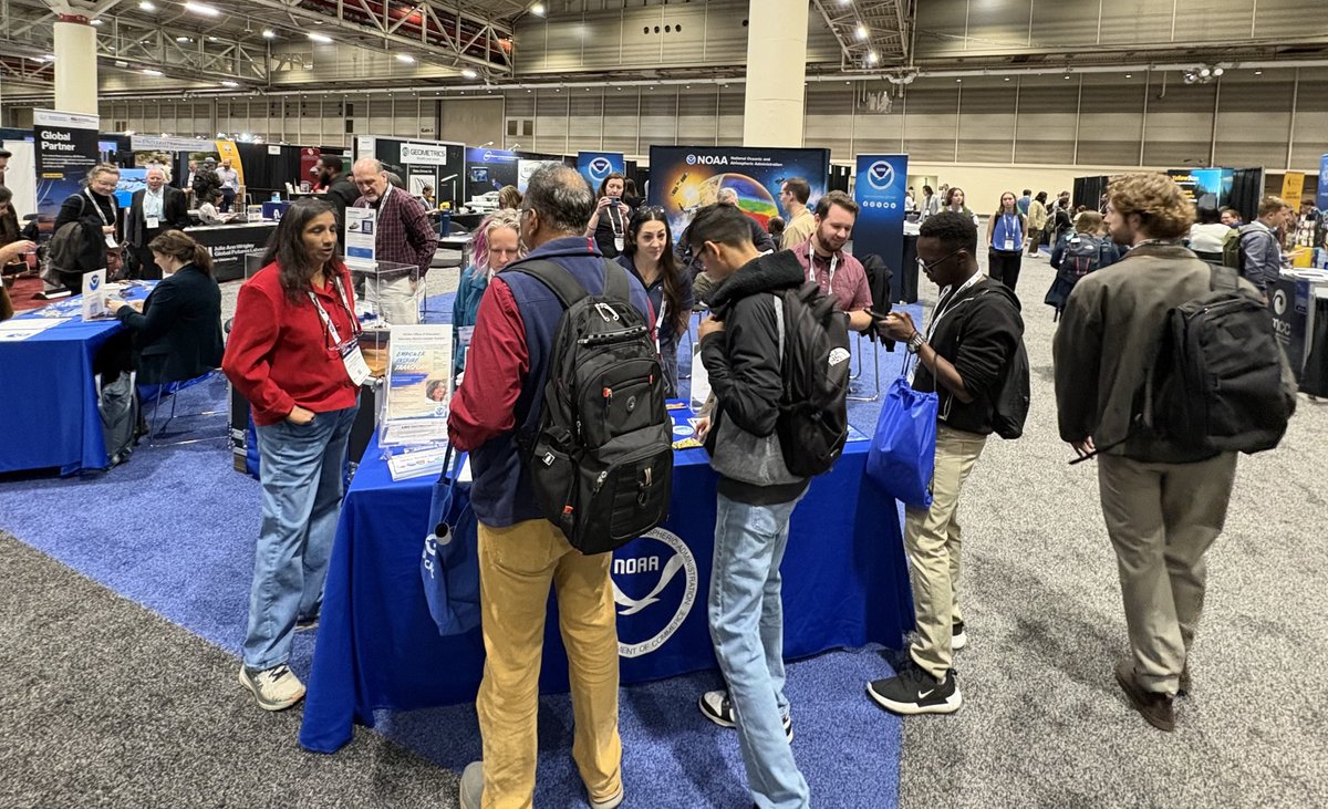 It's day two of #AGU25! 

Stop by Booth # 1245 in the Exhibit Hall to meet with our <a href="/NOAA/">NOAA</a> experts!

See our schedule of presenters: 
nesdis.noaa.gov/events/agu-202…
