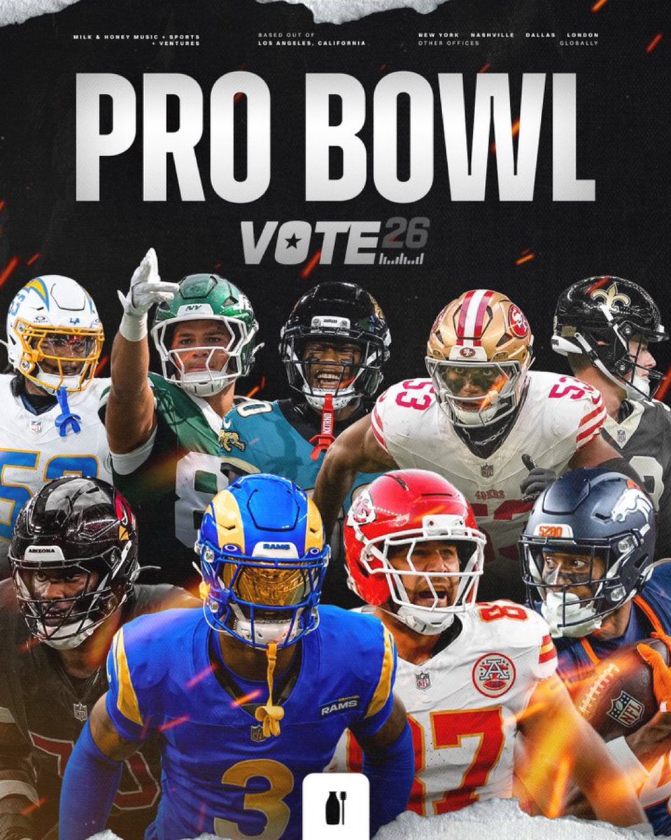 jskaggs's tweet photo. Congrats to all our Milk &amp; Honey Sports clients who were nominated #ProBowlVote

RT to Vote! 🥛🍯

@ParisJohnsonJr
@KCurl_2
@tkelce
@SuttonCourtland
@DelShawnP3
@MasonTaylor52
@lockdown_2121
@dwintersdos
@kai_kroeger https://t.co/33q5jWJqAO