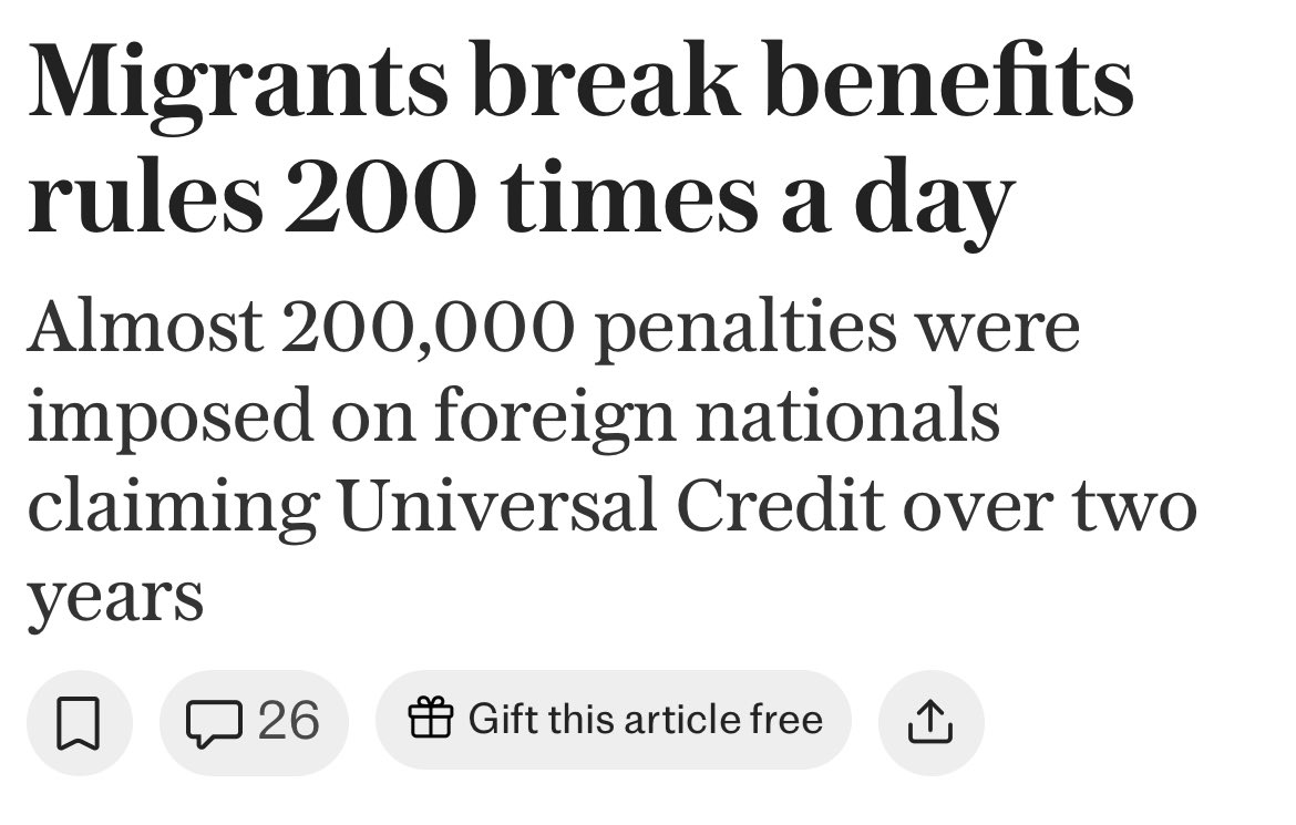 migrationCtrl's tweet image. EXC: migrants receiving benefits have broken Universal Credit rules 200,000 times in the last two years.

We are paying foreign nationals billions of pounds each year and thousands are refusing to even undertake the basic job-search requirements.
