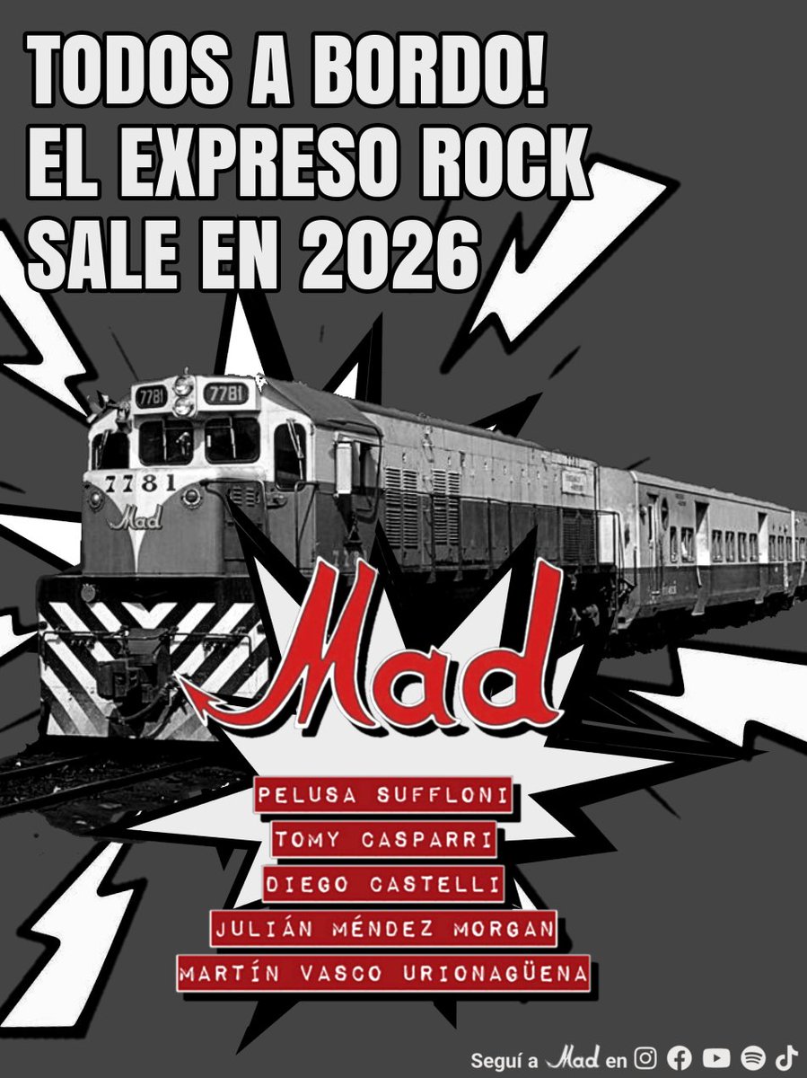 MAD_BANDA_RNR's tweet photo. 2026 será el año en en que el #expresorock vuelva a pulir los rieles. #rockargentino #madrock https://t.co/6190RIm3Pm