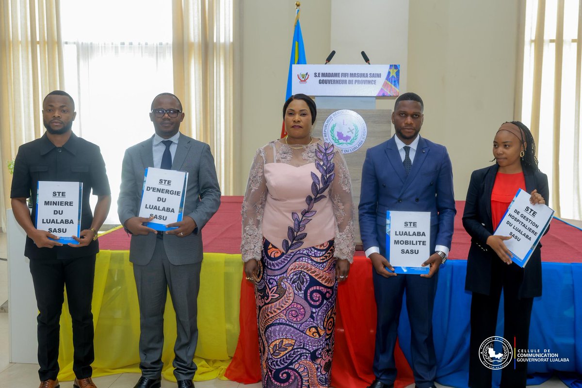 WWalamina's tweet photo. RDC – LUALABA
La Gouverneure Marie-Thérèse Masuka a lancé à Kolwezi quatre sociétés provinciales (SEL, SMGL, LUMO et SGHL) pour renforcer l’énergie, les mines, les transports et la santé, avec à la clé des emplois et une meilleure autonomie financière https://t.co/vGk63BbxqE