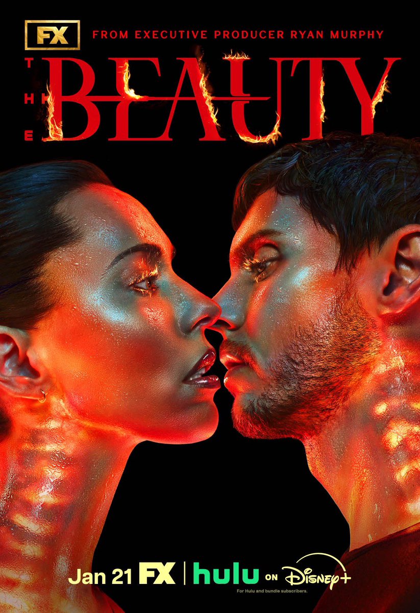 Surrender to the kiss of fire. Rebecca Hall and Evan Peters star in Ryan Murphy’s new drama “The Beauty,” coming to FX on January 21.