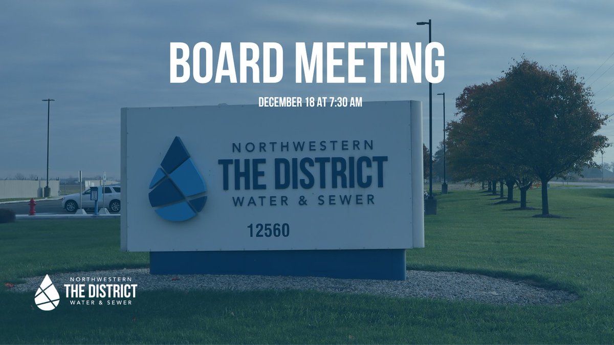 📌 Reminder: Board Meeting Update
The Northwestern Water and Sewer District’s Board of Trustees meeting is rescheduled due to the Christmas Holiday. 
🗓️ New Meeting Date: Thursday, December 18th
⏰ Time: 7:30 a.m.
Agenda: bit.ly/4i4Rw7r
