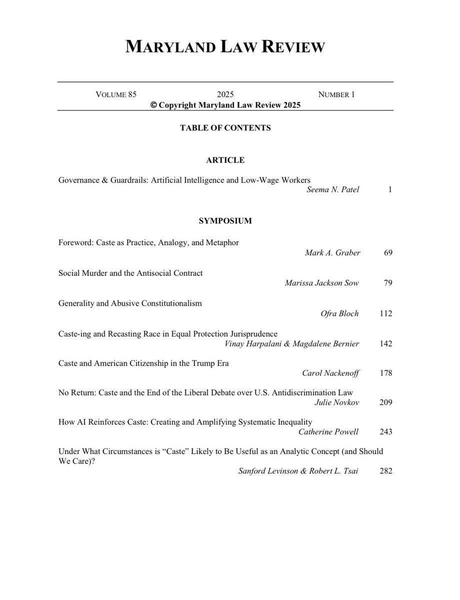 robertltsai's tweet image. Now in print: Is “Caste” still a useful concept? (with Sandy Levinson) @MdLRev bit.ly/4akuBmS