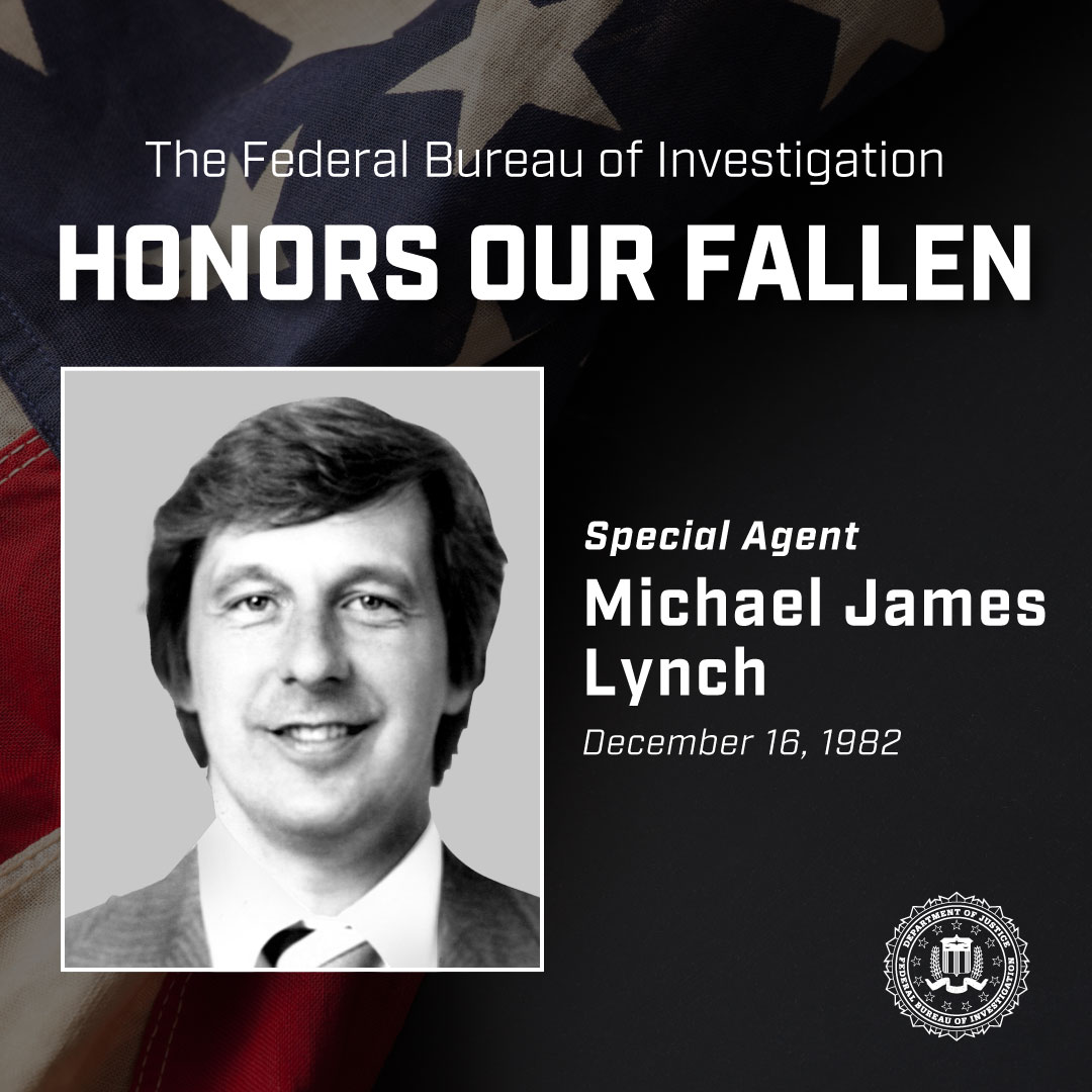 FBI's tweet image. The FBI remembers Special Agent Michael James Lynch, who died on December 16, 1982, in an airplane accident near Montgomery, Ohio, alongside three other agents. Read more: fbi.gov/history/wall-o…
