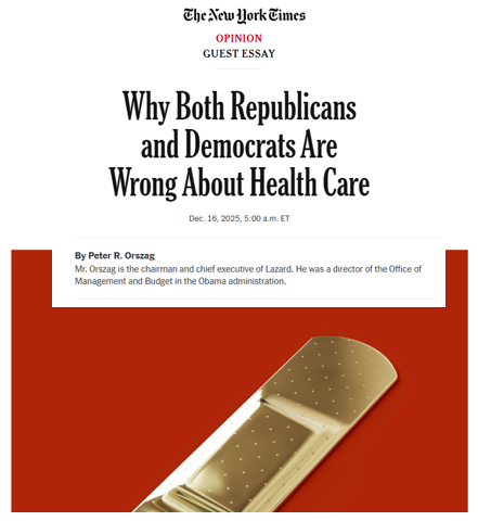 TL;DR - A lot of empty words about how the Affordable Care Act that I helped orchestrate and then profit from handsomely at Lazard by engineering healthcare conglomerate mergers is not working. And it's the doctors' fault . . .  
<a href="/DutchRojas/">Dutch Rojas</a> <a href="/DrDiGiorgio/">Anthony DiGiorgio, DO, MHA</a> <a href="/drdanchoi/">Dan Choi, MD, FAAOS</a> <a href="/anish_koka/">Anish Koka, MD</a>