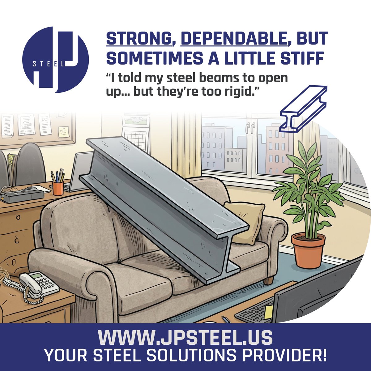 jpsteelus's tweet image. Strong, dependable, but sometimes a little stiff.

#JPSteel #SteelExperts #Steel