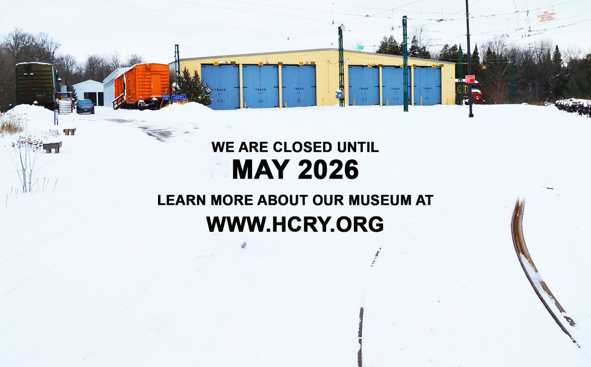 Our museum is now CLOSED until May of 2026.

This is the time of the year that we catch up on maintenance and give our old streetcars (and volunteers) a break.
Enjoy the holidays and see you next year!