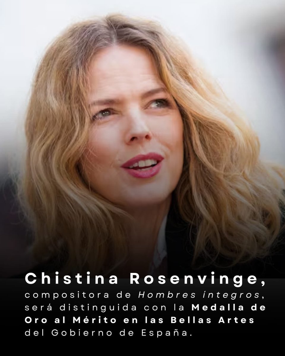 alex_a_pease's tweet photo. Muchas felicidades a nuestra querida compositora @Ch_Rosenvinge por su medalla de oro 🥇 al mérito en las Bellas Artes, que el @Ministeriodecu1 de España 🇪🇸 le otorga. Un honor tener tu música en @hombresintegros @malvalanda @SyldaviaCinema https://t.co/tBG21xZfyV
