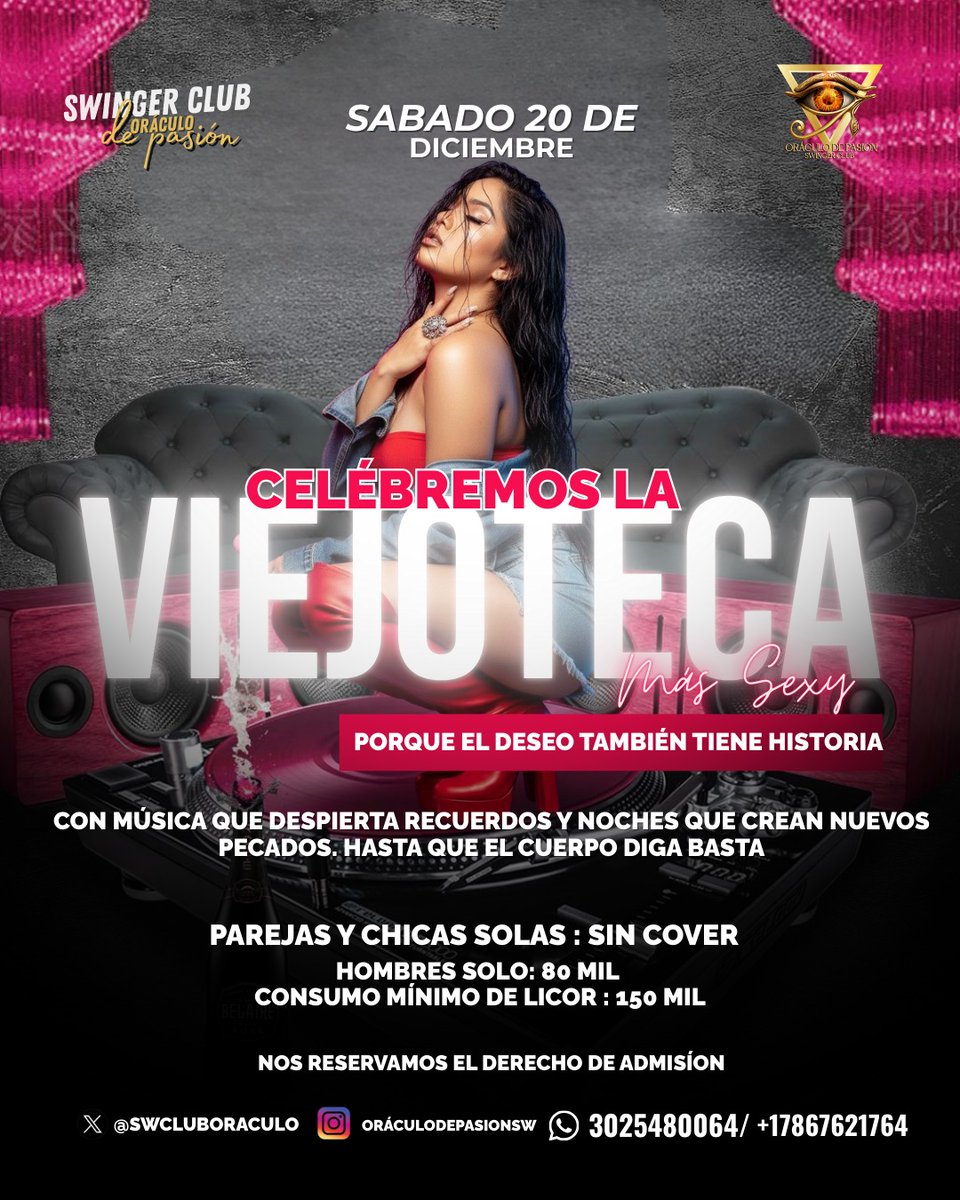 Swcluboraculo's tweet photo. Está es la programación de esta semana🔥
Prepárate y atrévete a explorar un mundo nuevo... Recuerda que somos tus cómplices de fantasías y aventuras 🍍😈🔥
@Swingers_Med @vaneyjuanpareja @AlexyYas2023 @cuckwife2000 @MartinSabella2 @ParejaAM3 @VioletaAlex17 @JoverSwmedellin @alexesti_sw @KS_OpenMind @Monalinda180305 @ConfidentesSw @ingSw_col @hothoneylv @Parejamede77264 @ParejaSe21 @pati_arb @parejamed12