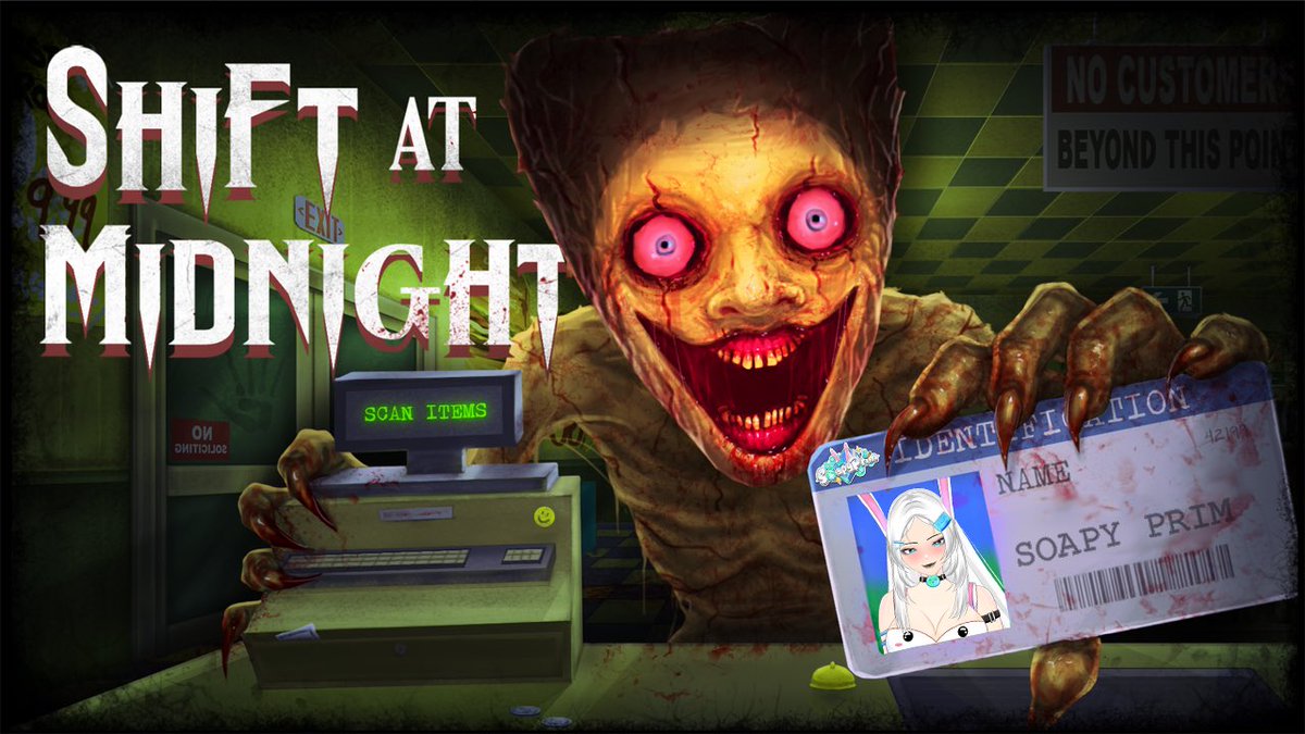 SoapyPrim's tweet photo. I thought I found help outside the grocery store…
turns out I found a nightmare 😭💀

Full clip from Shift at Midnight 👇
https://t.co/ZCouLPGedD

#HorrorGaming #IndieHorror #VTuber #SoapyPrim https://t.co/B0SJu7wNFM