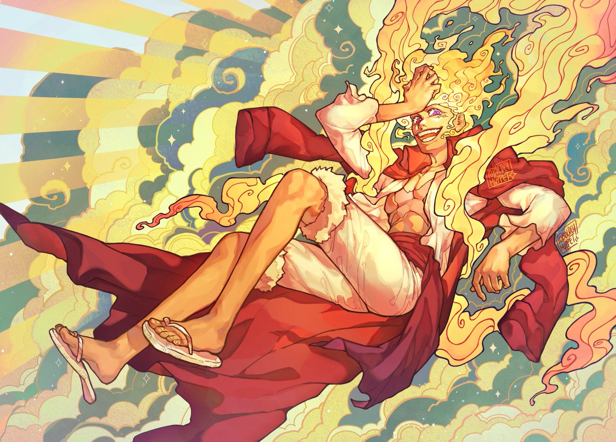 the golden light of liberation ☀️
my piece for <a href="/gear5luffyzine/">Gear 5: A Luffy Zine ☀️ Aftersales CLOSED!</a> 
#onepiece
