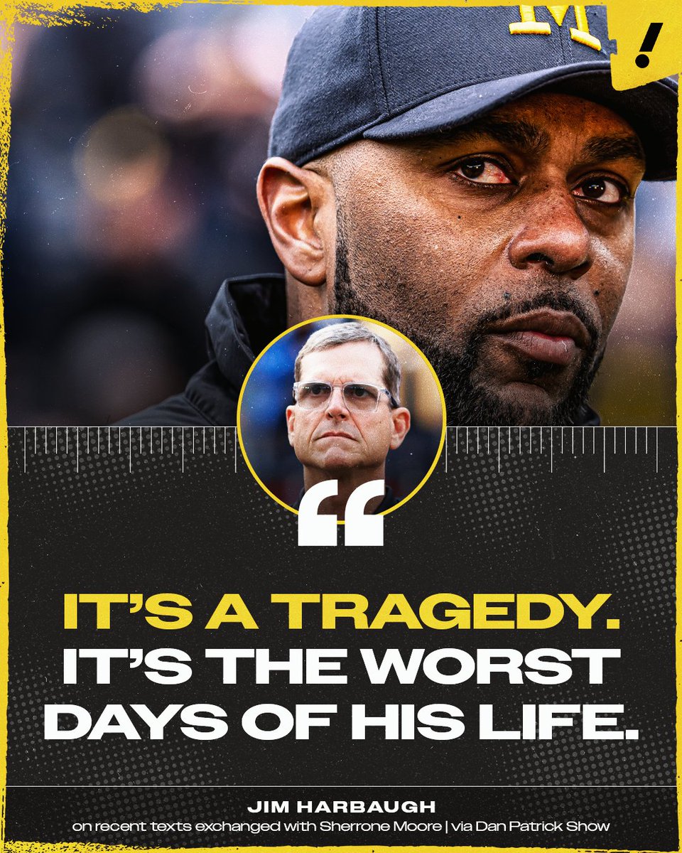 YahooSports's tweet photo. Jim Harbaugh said that he feels for Sherrone Moore after Moore's arrest and dismissal from Michigan 😞 https://t.co/aAdM4rcUIf