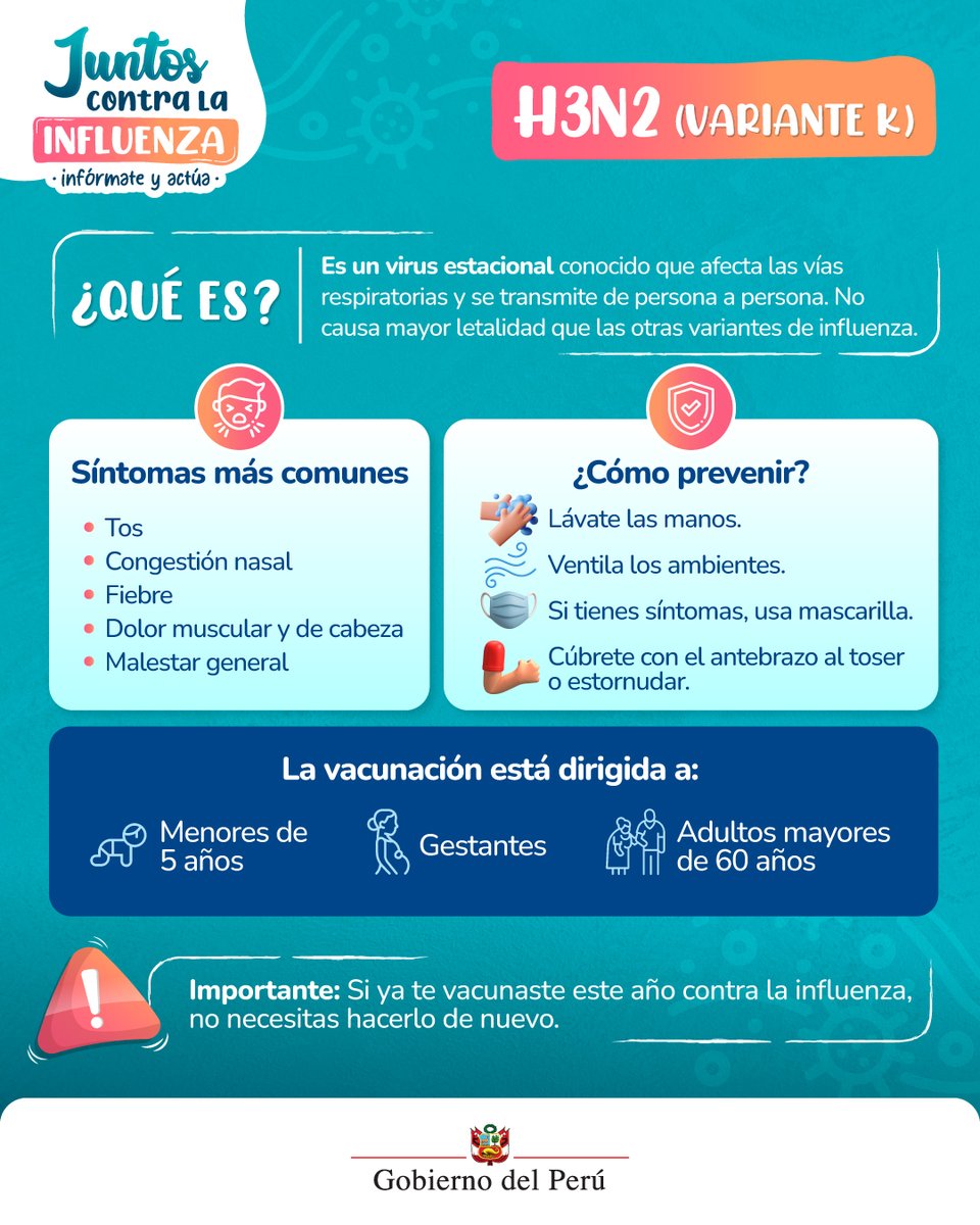 🤔¿Escuchaste sobre la influenza H3N2? Aquí te contamos lo que necesitas saber para prevenir y cuidarte.
💬 Comparte esta información útil y recuerda solo acudir a fuentes oficiales. #JuntosContraLaInfluenza