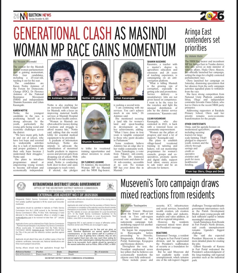 Masindi decides as we go for polls

The young people and the youth of Masindi say “Asiimwe Nottie Karen understands our struggles because she is one of us” I am here to push for mentorship and empowerment programs for the youth rather than them being used as campaign materials