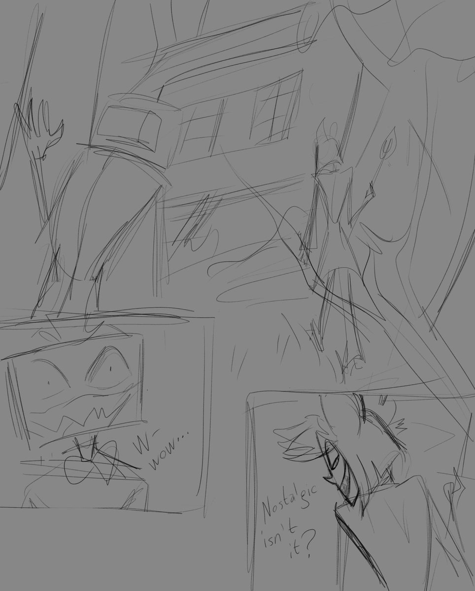 Ferntznando's tweet photo. Sketch incoming. Im gonna write a slow burn about this scene later on 👀
#RadioStatic #radiosilence #alastor #vox #fanart https://t.co/IcnsLVppmt