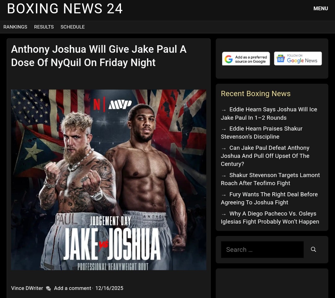 DWriterVince's tweet image. Click link
dlvr.it/TPrzQV

#Boxing #JakePaul #anthonyjoshua #JakeJoshua #netflix