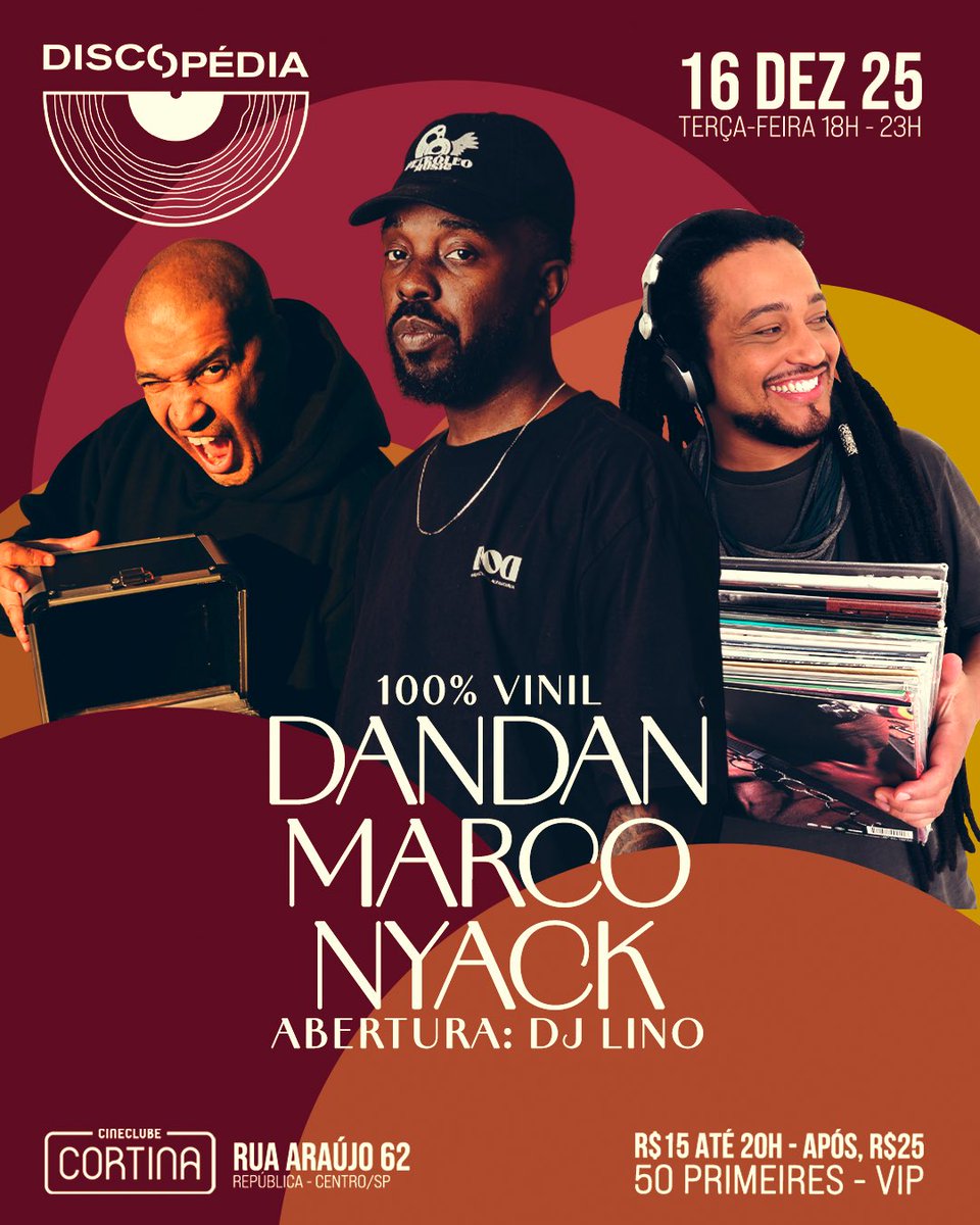 _Discopedia's tweet image. A Sensacional de São Paulo, orgulhosamente apresenta, o especial dedicado aos discos de vinil do rei Djavan!

Daqui a pouco, a partir das 18h no Cineclube Cortina.

DJs DanDan, Marco &amp;amp; Nyack nos toca-discos.
Abertura, DJ Lino.