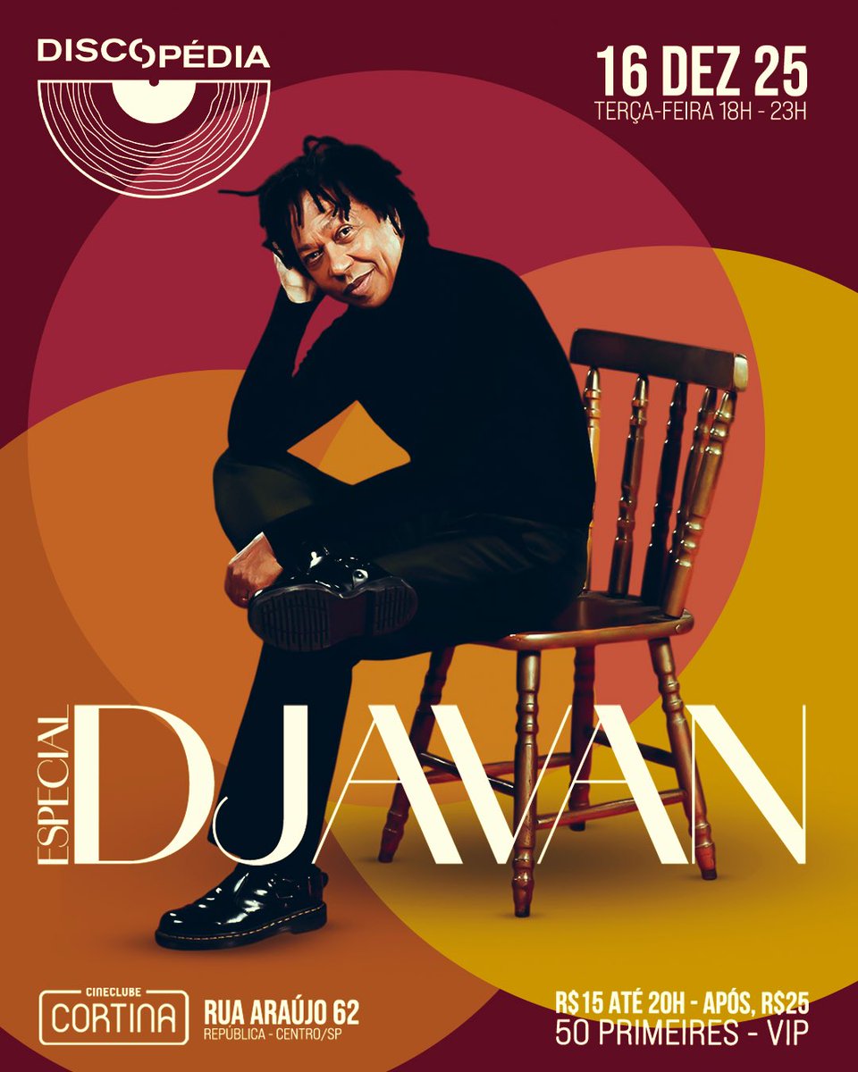 _Discopedia's tweet image. A Sensacional de São Paulo, orgulhosamente apresenta, o especial dedicado aos discos de vinil do rei Djavan!

Daqui a pouco, a partir das 18h no Cineclube Cortina.

DJs DanDan, Marco &amp;amp; Nyack nos toca-discos.
Abertura, DJ Lino.