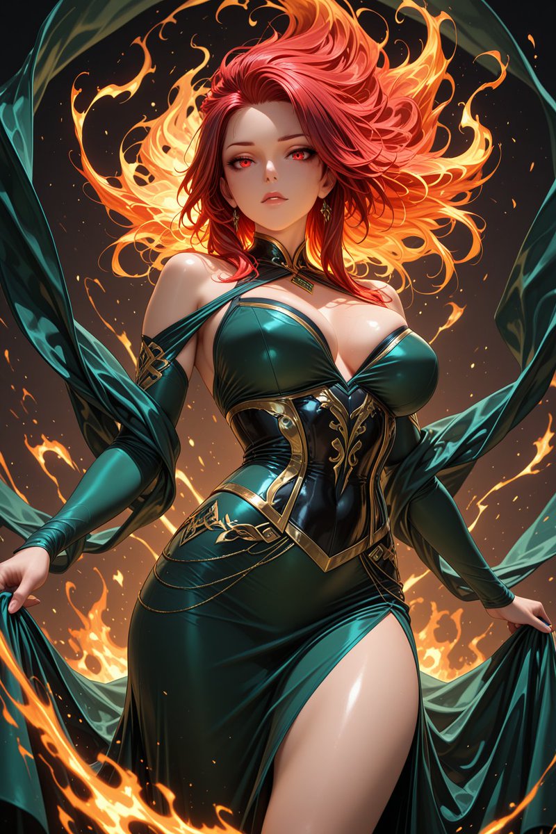 QT Super hero glam
Thank you for tagging me <a href="/Alaryn_Heart/">Lex ღ Heart</a> 🫶

I went for Jean Grey with some Phoenix powers, all glammed up of course 💖

Wanna try this theme?
<a href="/theway2377/">The Way</a> 
<a href="/Icey2026SFW/">Gav 💙 SFW</a>
<a href="/SabreAI/">SabreAI</a> 

((SFW Illustration, no nudity))