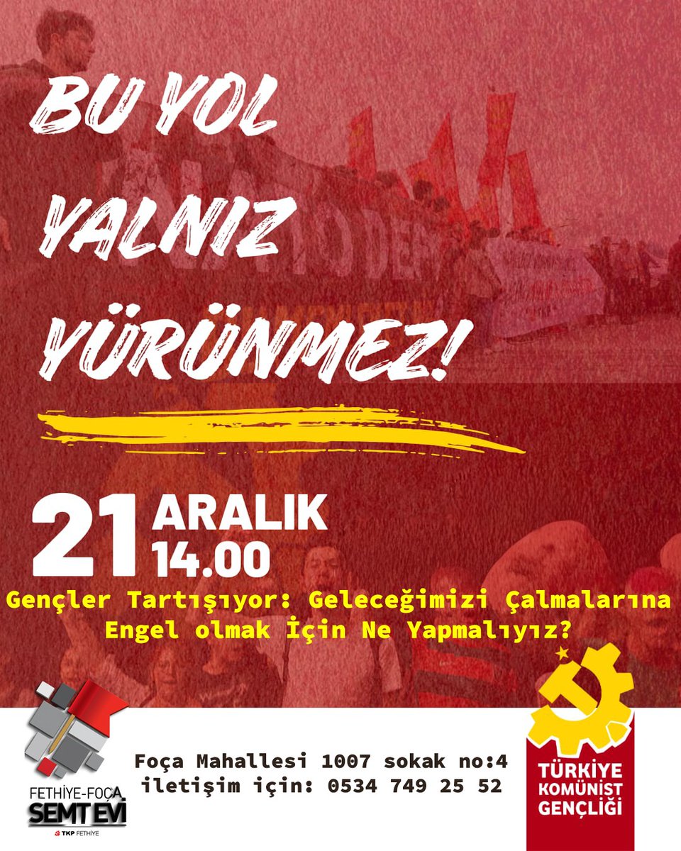 Tüm üniversitelileri ve genç emekçi dostlarımızı geleceksizliğe karşı bir araya geldiğimiz toplantıya davet ediyoruz <a href="/tkpninsesi/">TKP</a> <a href="/TKGninsesi/">Türkiye Komünist Gençliği</a>