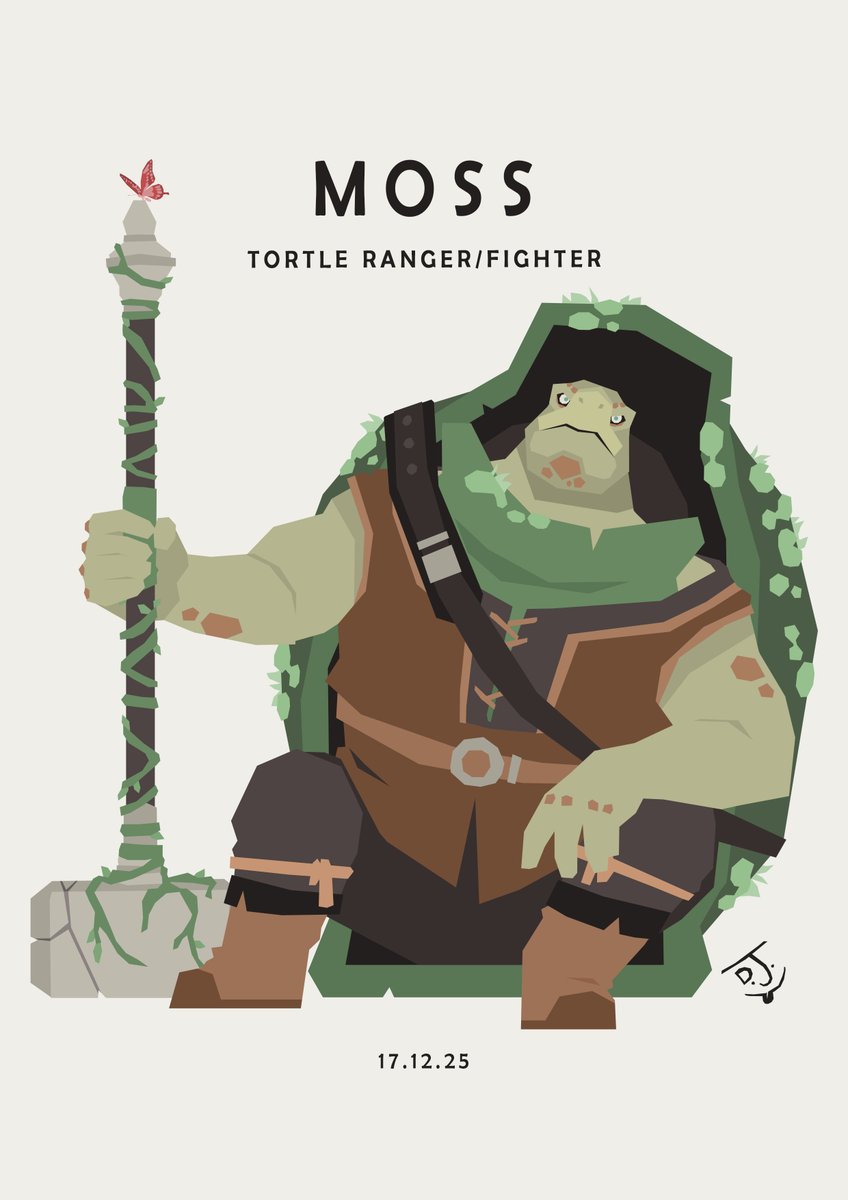 Sketchgoblin's tweet photo. Moss has spent his life serving as a living bulwark, stepping into battles where others could not and enduring long enough to see them through. The fighting shaped him, until violence became reflex rather than choice, and purpose blurred into routine.
#Tortle #ranger #DnD https://t.co/qmMiJfavoW