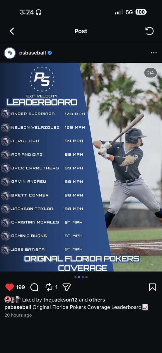 TheChristianMor's tweet photo. Thrilled to be on all 3 Leaderboards of the @orig_flpokers .
97 EV 6.72 60 yard dash 87 IF velo
Excited for a big summer and junior campaign with @OnelGarcia_ . https://t.co/2siTJtyM4t