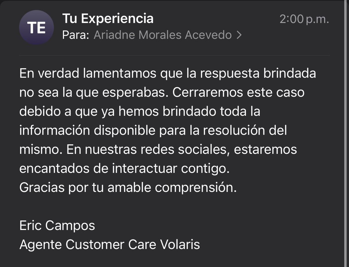 amoralesac's tweet photo. @viajaVolaris Su respuesta:  
Conclusión: no me ayudaron en nada y sigo sin poder pagar mi Vpass ni comprar mis boletos después de ser clienta por 7 años. https://t.co/HUa9ahUdHc