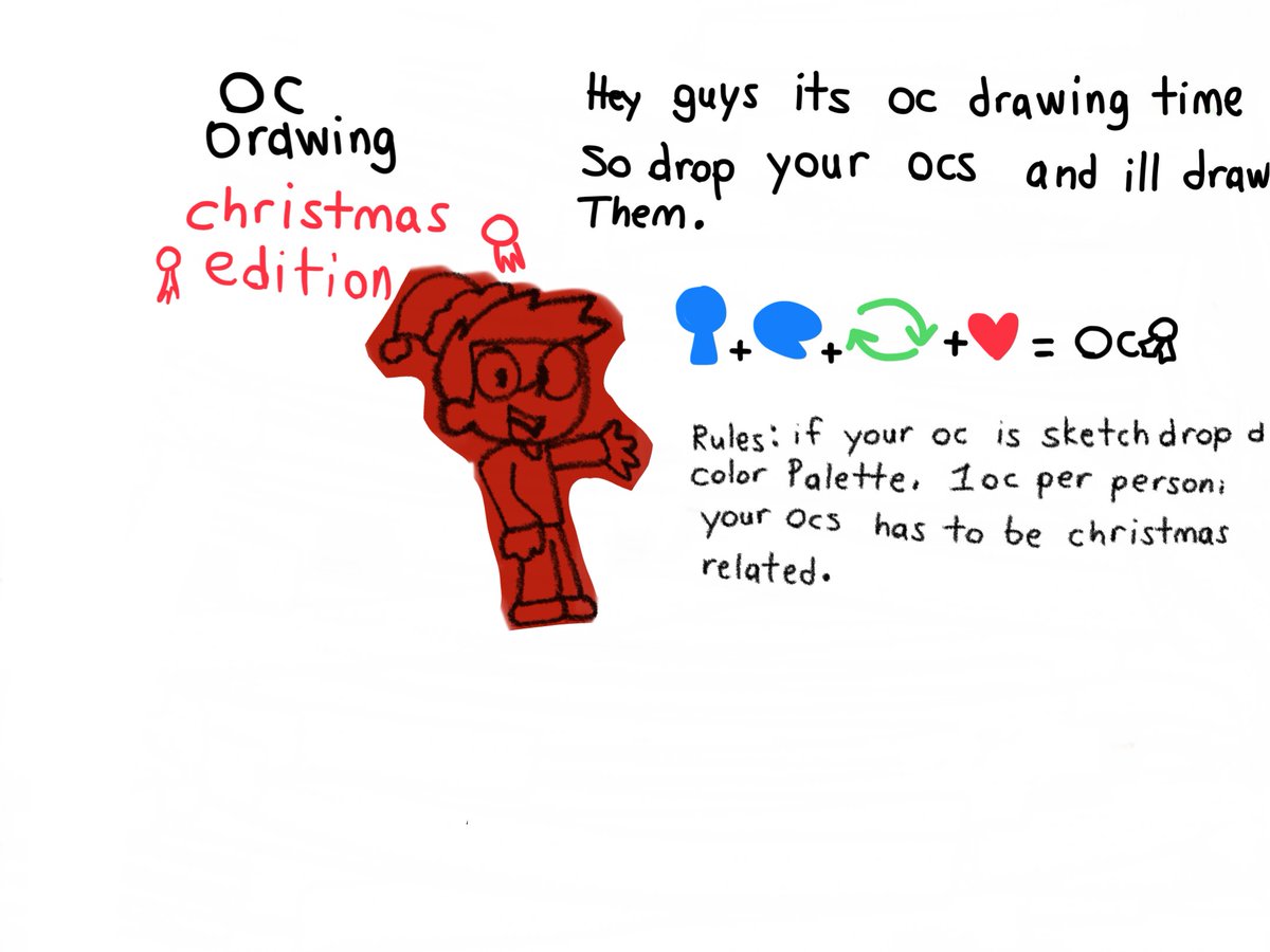LuisIbanez7416's tweet image. Hey guys since Christmas is around the corner, I decided to do a oc drawing, please drop your ocs and I’ll draw them, (ends in 2 days &amp;amp; 3 hours) so get to dropping guys.