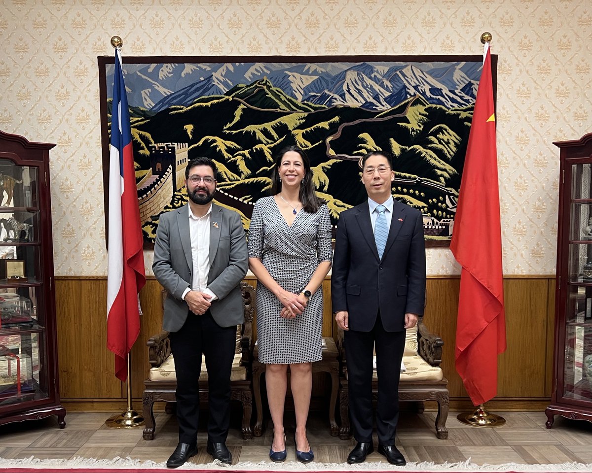 MMAChile's tweet photo. El subsecretario Maximiliano Proaño, junto a Georgiana Braga (@PNUDChile), sostuvo una reunión con el embajador de China en Chile, Niu Qingbao, para seguir construyendo colaboración internacional por una transición socioecológica justa 🌎🤝 https://t.co/3yyVUGl8qb