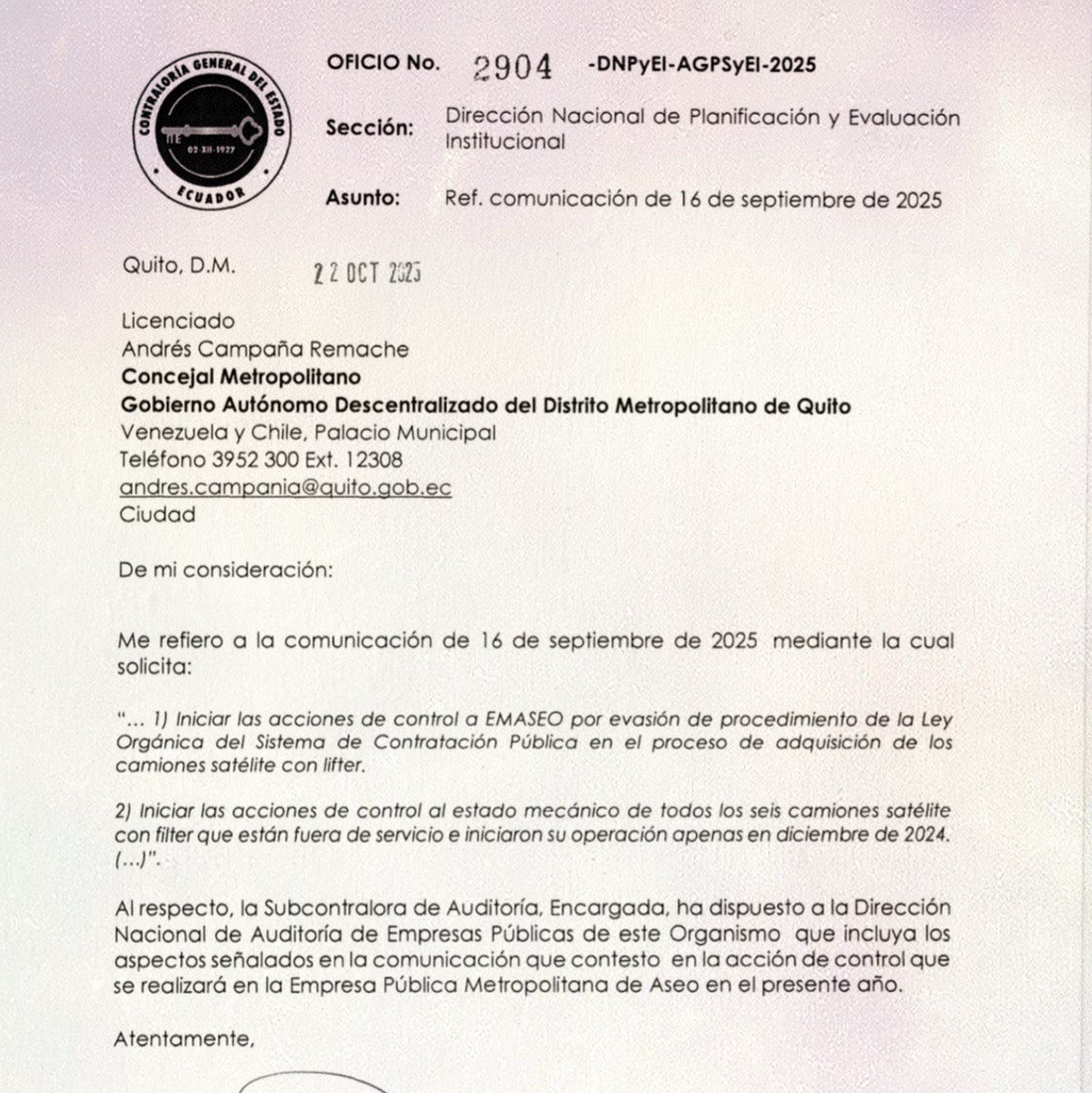 campanaUIO's tweet image. La compra de los trolebuses no es un caso aislado

Existen varios procesos con evasión de la contratación pública y, por tanto, con perjuicios para Quito y peculado

Como resultado de nuestra fiscalización, en octubre, la Contraloría confirmó que realizará un examen especial a la…