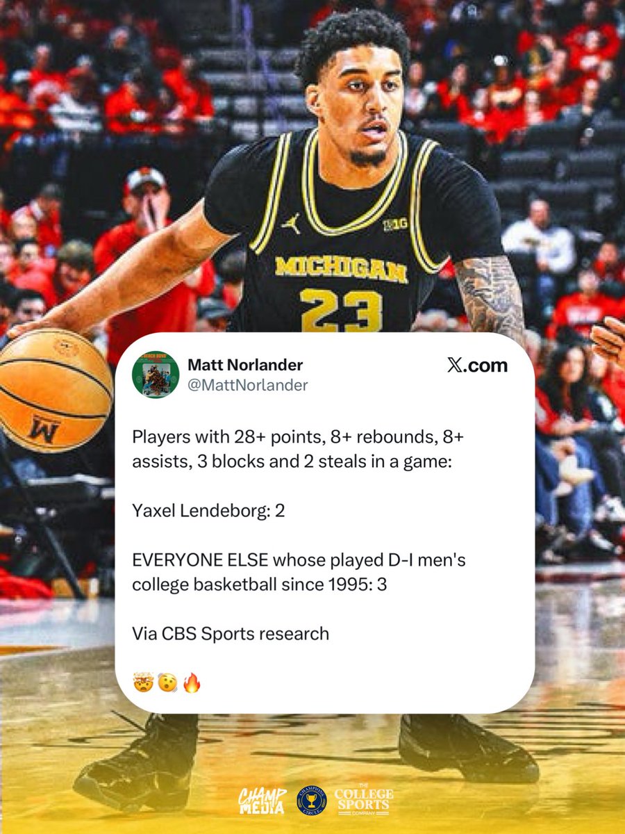 College basketball hasn’t seen this often yet Yaxel has done it twice 〽️🔥