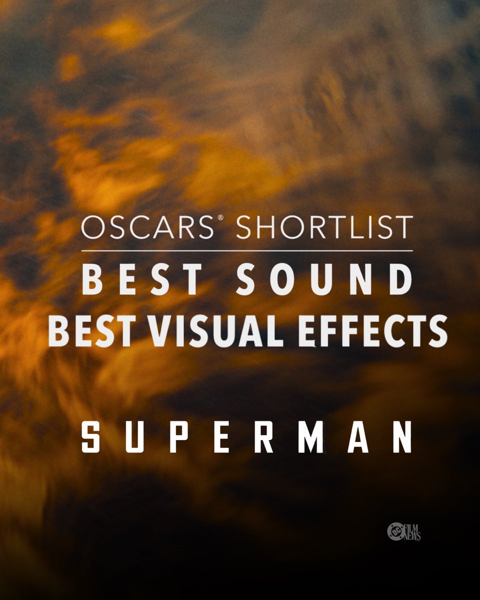 ‘SUPERMAN’ earns two spots on the Oscars shortlist, landing in:

• Best Sound
• Best Visual Effects

(Via: variety.com/2025/film/awar…)