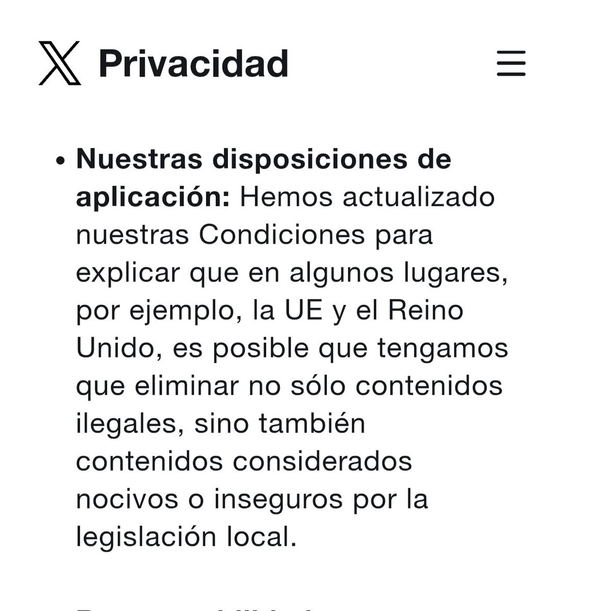 Las regulaciones de la Unión Europa generan efectos. <a href="/X/">X</a> actualizará algunas de sus cláusulas.