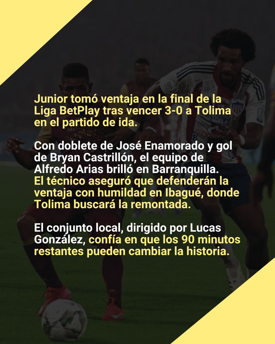 adncali's tweet photo. 🔥⚽ Todo se define esta noche en Ibagué: Junior llega con ventaja y Tolima mantiene viva la ilusión del título en la final de la Liga BetPlay. #FinalLiga #JuniorVsTolima #ADNDeportes
📍Conoce más en https://t.co/zAIteMQfww https://t.co/aQAlhaP8Tc