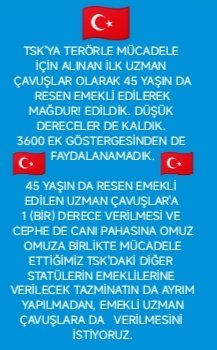 🇹🇷VATAN VE BAYRAK AŞKINA CEPHE DE CANI PAHASINA BİRLİKTE OMUZ OMUZA MÜCADELE VERENLER, EMEKLİ OLUNCA AYRIMA TABİ TUTULUYORLAR. BİRİNE TAZMİNAT VERİLİRKEN DİĞERİNE VERİLMİYOR.

BU HANGİ VİCDANA, HANGİ HAK VE HUKUKA SIĞAR⁉️

🇹🇷45 YAŞIN DA  RESEN EMEKLİ EDİLEREK MAĞDUR❗ EDİLEN,