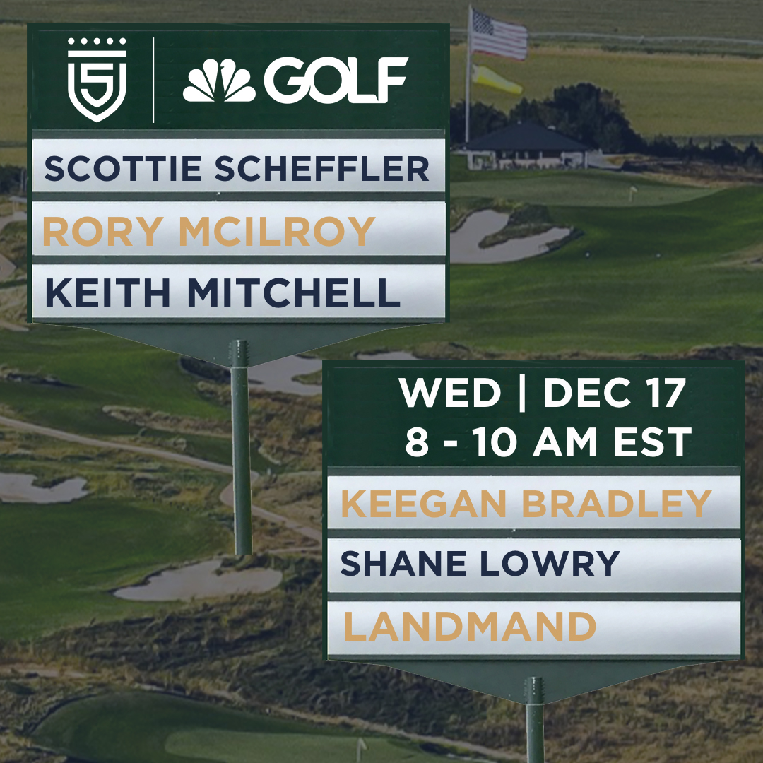 5ClubsGolf's tweet photo. We have our 2025 finale on @GolfChannel Wednesday and we will go out with a bang - joined by Scottie Scheffler, @McIlroyRory @ShaneLowryGolf @Keegan_Bradley and @K_m_Mitchell plus an announcement with @LandmandG - tune in with @Garywilliams1Up at 8 AM EST for a two hour special. https://t.co/6MTJmijUOa
