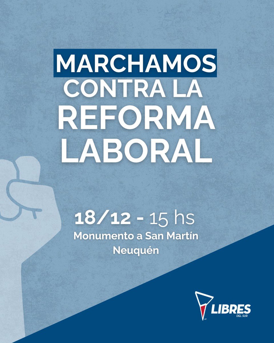 Los derechos se defienden.

Marchamos este 18/12 a las 15 desde el Monumento a San Martín de Neuquén. 

#HayQueEcharAMilei