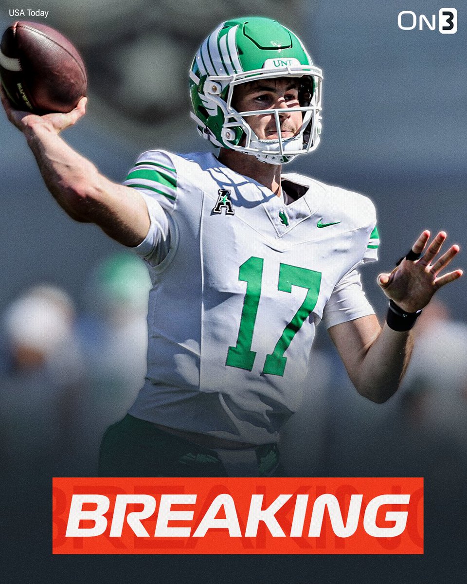 On3's tweet photo. BREAKING: North Texas star QB Drew Mestemaker is expected to enter the NCAA Transfer Portal, @PeteNakos reports. 

Mestemaker led the country with 4,129 passing yards this season👀

https://t.co/2kcnp0UWIR