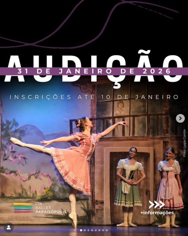 dancabrasil's tweet photo. AUDIÇÃO – CIA BALLET PARAISÓPOLIS!

A Cia Ballet Paraisópolis realizará uma audição para bailarinos profissionais no dia 31 de janeiro de 2026 (sábado). Esta pode ser a sua oportunidade de integrar uma companhia que cresce e se destaca na cena da dança! Para participar, é https://t.co/NmyHCwmgyI