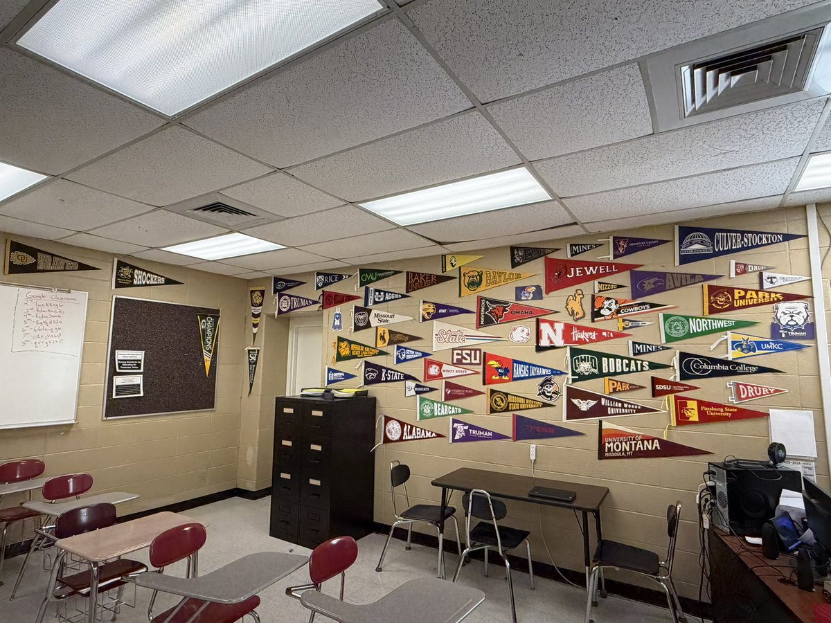 Been really fun talking about all the Universities/Colleges with some of my students. Huge shout out to all the schools that offered to send a pennant and information about their programs!