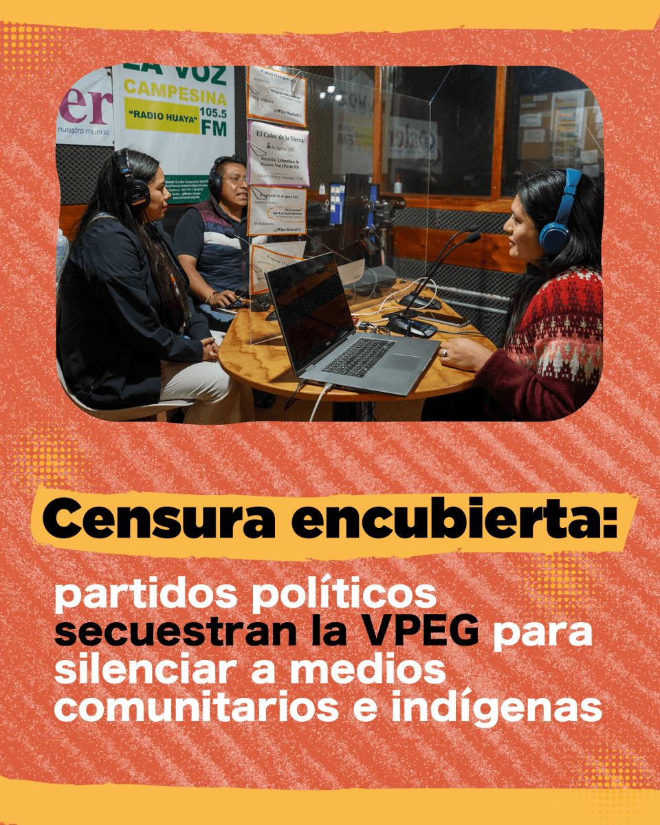 redesac_mx's tweet photo. 🤐🔇#Censura encubierta: partidos políticos secuestran la #VPEG para silenciar a medios comunitarios e indígenas.
Tribunales confirman que medios comunitarios NO cometimos Violencia Política en Razón de Género, pero persiste criminalización contra Radio Teocelo.

⤵️ https://t.co/4KaBHpmZiA