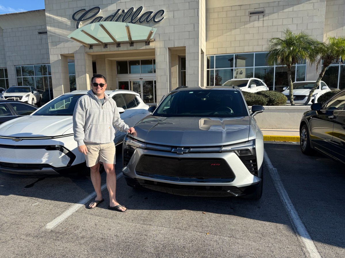 FieldsAuto's tweet image. Electric vibes only! ⚡️ Big congrats to Samuel A. on the new #FieldsPreOwned 2025 #Chevy #BlazerEV. Props to Sales Advisor Xander Kraus for making it happen. Welcome to the future of driving, Samuel! Happy Holidays &amp;amp; welcome to the #FieldsFamily! #FieldsCadillac #StAugustine #FL