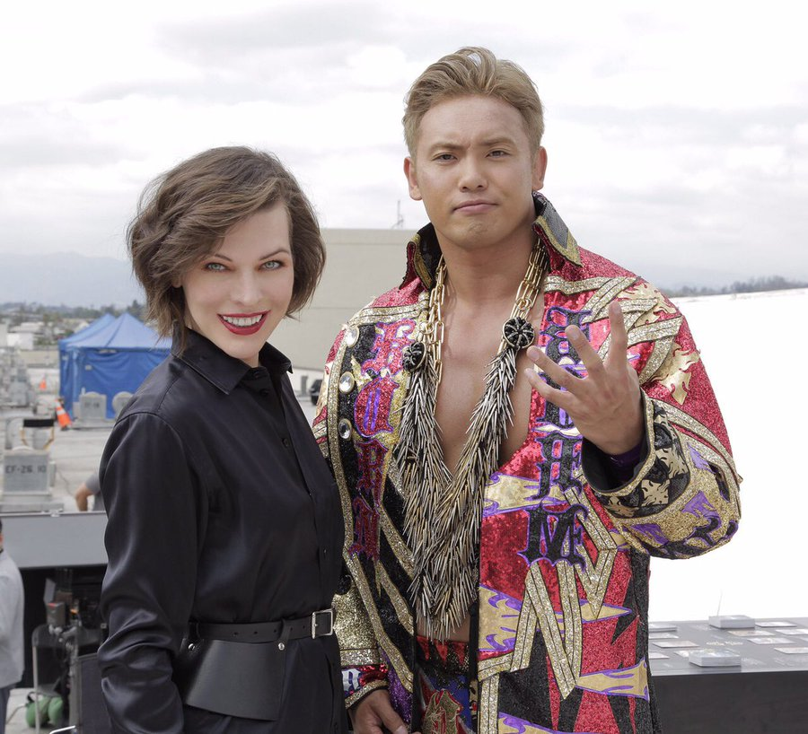 Kazuchika Okada and Milla Jovovich!