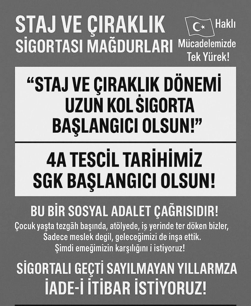 📌 4 Yıl Çalışma
       1 Gün Sigorta Sayılmadı.!
                --SORUYORUZ--
A D A L E T Bunun Neresinde?
✅#MESEM
✅ Mağduriyet var
✅ Haksızlık var
✅ Ucuz iş gücü var
✅ Çalışma var
✅ Maaş var
✅ Ssk kartı var
✅ Ssk numarası var
✅ Patron var
✅ İşyeri var.!