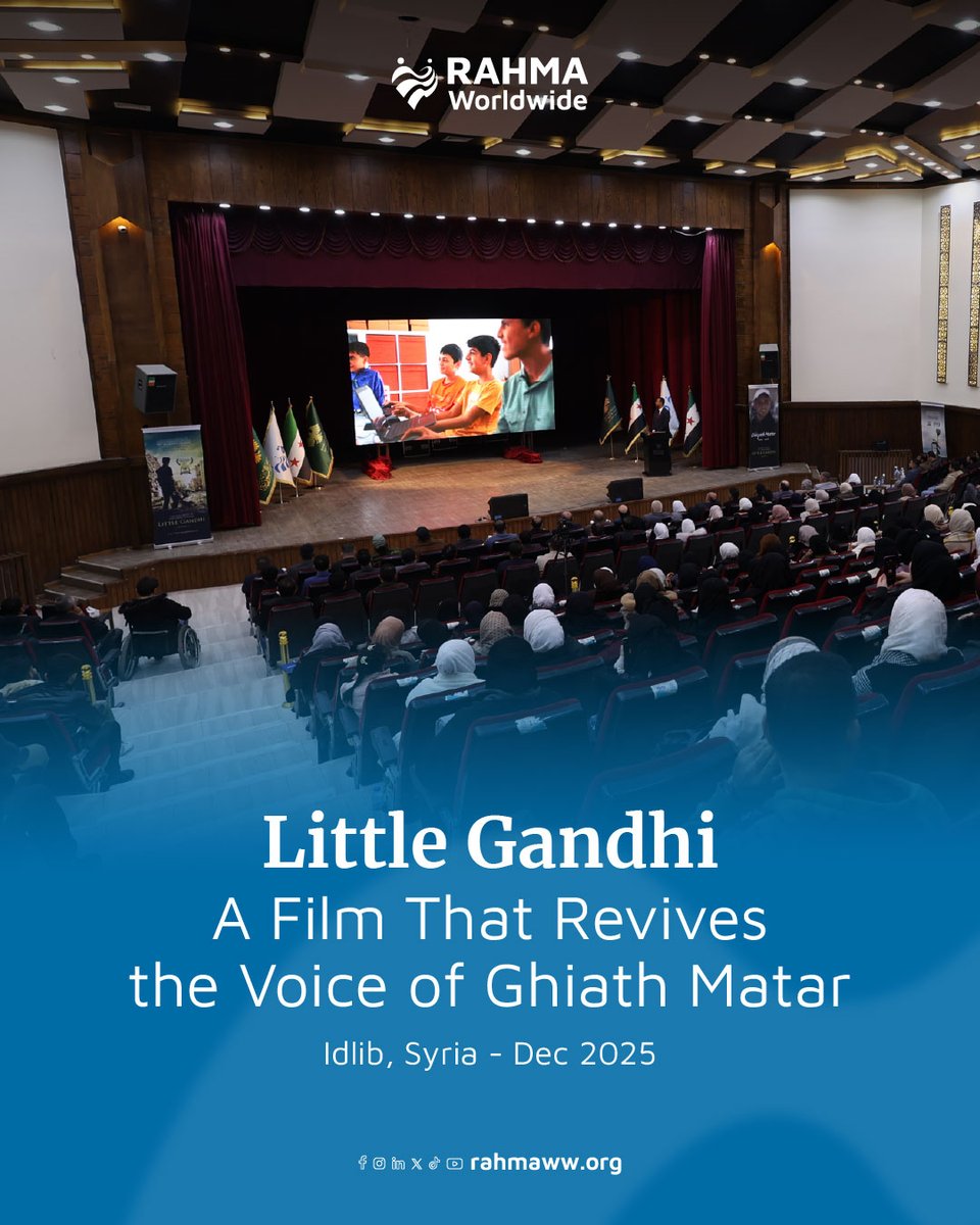 rahmaworldwide's tweet photo. Under the patronage of Rahma Worldwide, the theater of Dar Al-Thaqafa wal-Ma’arif (The Culture and Knowledge Theater) in Idlib hosted the screening of the documentary Little Gandhi in an exceptional evening that went beyond a traditional cinematic presentation.
#RahmaWorldwide https://t.co/r3V7sl8ysV