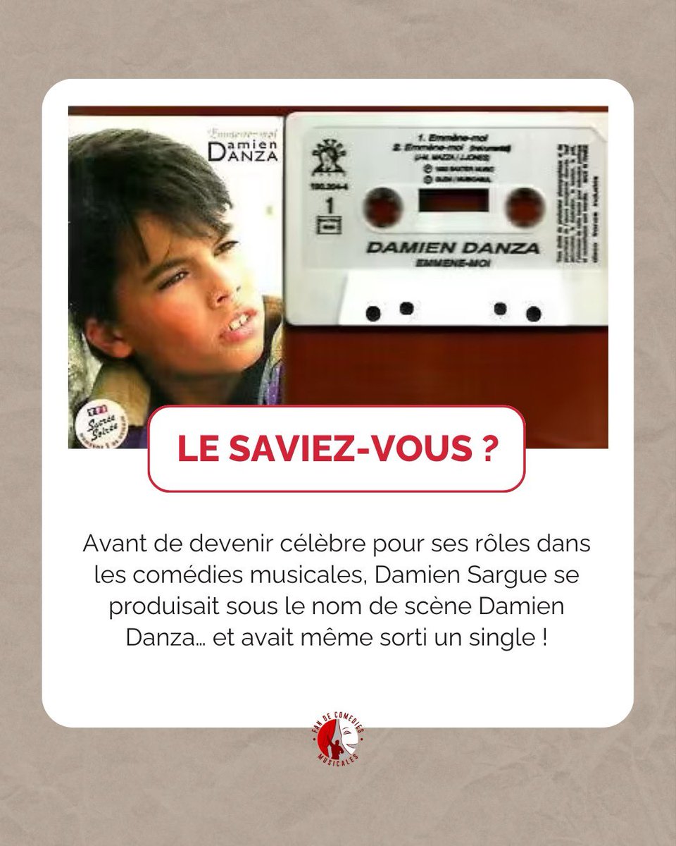 FanMusicaleC's tweet image. [LE SAVIEZ-VOUS ?] ❓

Damien Sargue n'a pas toujours porté ce nom là dans sa carrière d'artiste. Auparavant, il se produisait sous le nom "Damien Danza" et avait sorti le single "Emmène-moi" 🎵

Vous le saviez ? 🥰