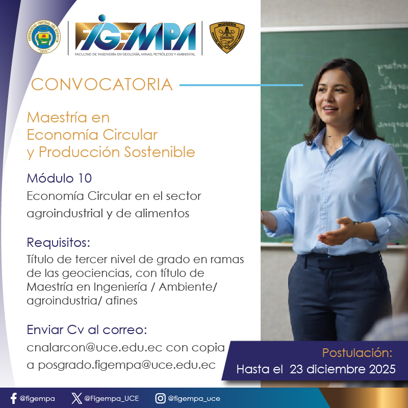 📌CONVOCATORIA:
Maestría en Economía Circular y Producción Sostenible
Modulo10: Economía Circular en el Sector Agroindustrial y de Alimentos ⚙✅