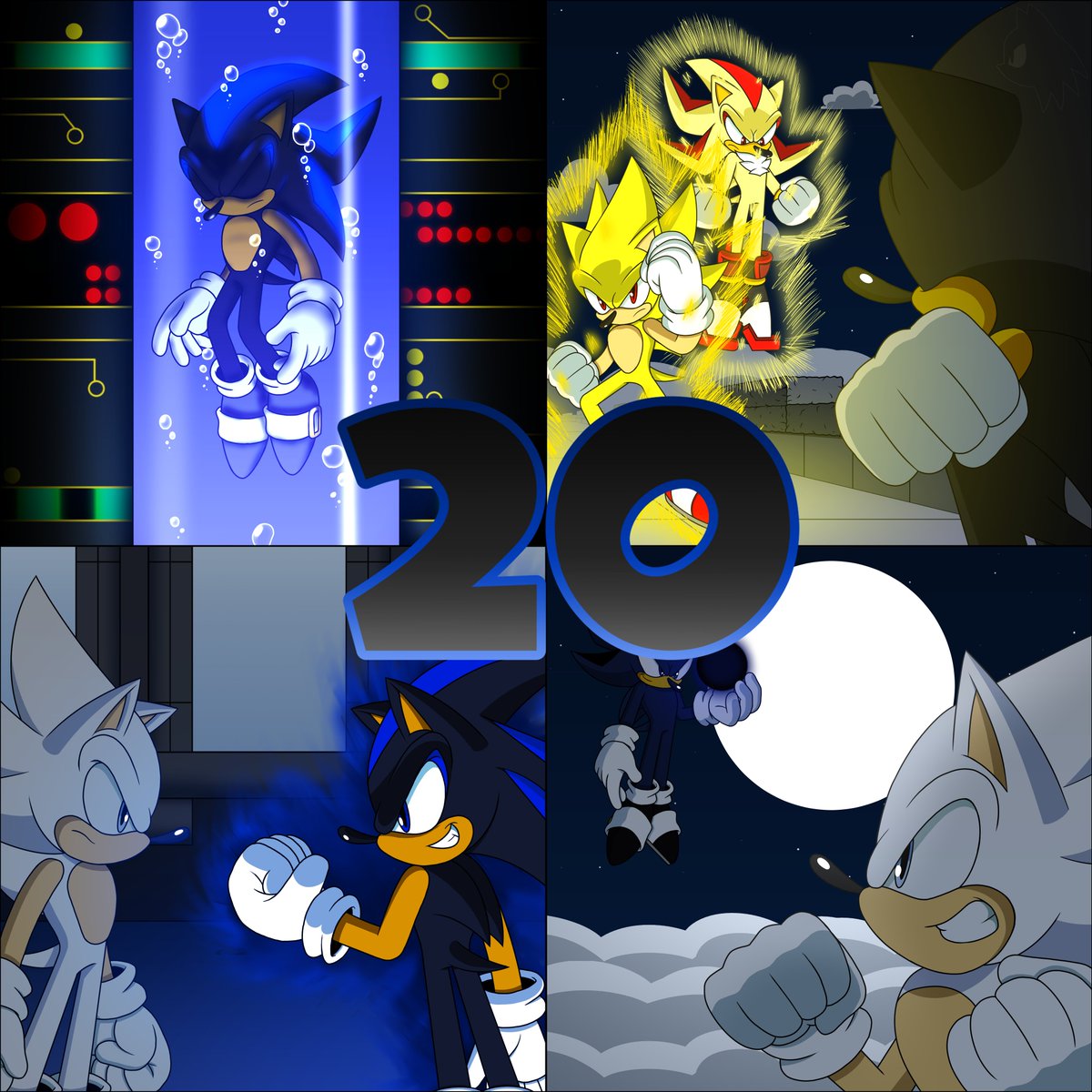 Comm for <a href="/alameenadewunmi/">Al-Ameen Adewunmi</a>

Sonic RPG 20th Anniversary. 

Tho it will be 20 in 3 days. Posting this now bc I'm working more than I have time to draw. Many thanks to <a href="/SonicRPG10/">SonicRPG - Official Account</a> for this dope ass series.

#SonicTheHedgehog #SonicRPG #Seelkadoom #CLIPSTUDIOPAINT #art #SegaSonicTeam