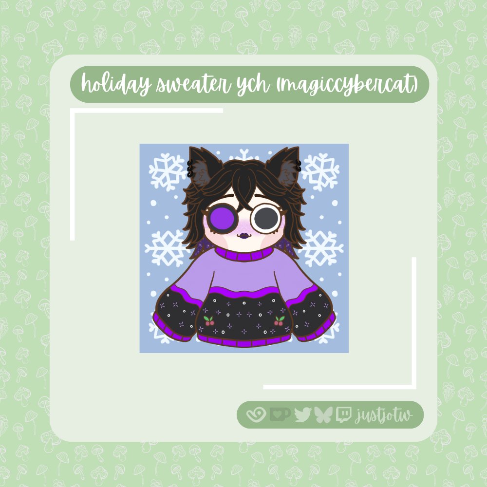 justjoTW's tweet image. ⋆ ˚｡⋆୨❄️୧ ⋆ ˚｡⋆

HOLIDAY SWEATER YCH COMMISSION

Thank you @MagicCyberCat so much for commissioning me! 💜

: ̗̀➛ Get one on my vgen or kofi!  
💚 vgen.co/justjotw 
☕ ko-fi.com/justjotw/commi…

 ✩₊˚.⋆✧⋆⁺₊✩